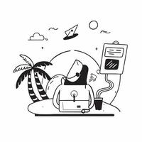 Digital nomad working in a tropical paradise concept as A digital nomad works on a laptop in a beautiful tropical location blending work and travel seamlessly Ideal for remote wor Dynamic Set 2 vector