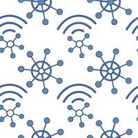 Digital network seamless pattern featuring interconnected nodes digital circuits luminous grid isolated white balance futuristic network vibe concept as Interconnected digital node Dynamic Set 2 vector