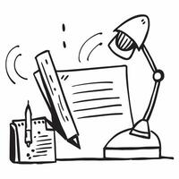 Desk lamp and notebook symbol with copy space for website banners concept as A sleek desk lamp and notebook symbol with generous copy space suitable for creating eye catching websi Dynamic vector