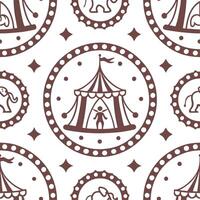 Design a seamless pattern with vintage circus poster elements featuring stylized performers and ornate detailing concept as Create a repeating design incorporating classic circus p Dynamic Set 2 vector