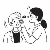 Dermatologist treating a patient with rosacea concept as A dermatologist treats a patient with rosacea focusing on care and skin improvement Ideal for dermatology and skincare ads Dynamic vector