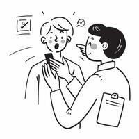 Dermatologist examining a patients skin condition concept as A dermatologist examines a patients skin condition highlighting expertise and precision Ideal for dermatology and heal Dynamic vector