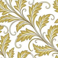 Create a seamless pattern with Baroque scrollwork and acanthus leaves in gold and cream hues concept as Design a seamless pattern featuring Baroque style scrolls and acanthus leave Dynamic vector
