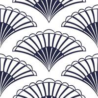 Create a seamless pattern featuring fan shaped motifs with intricate detailing in silver and navy concept as Design a repeating pattern showcasing fan shaped designs with elaborate Dynamic vector