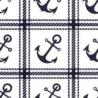 Create a seamless pattern featuring tartan motifs with nautical elements in navy and white concept as Design a repeating pattern that blends traditional tartan designs with nautica Dynamic vector