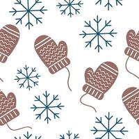 Cozy winter mittens and snowflake seamless tile pattern with warm textures and cool accents concept as Cozy mittens paired with snowflakes create a seamless tile pattern with warm Dynamic vector