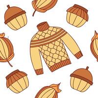 Cozy autumn sweater seamless tile pattern with warm colors and textured knits concept as Warm colored textured knits create a cozy autumn sweater seamless tile pattern perfect for Dynamic vector