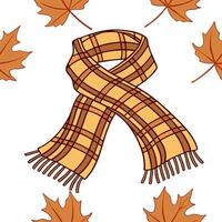 Cozy autumn scarf seamless tile pattern with warm colors and plaid designs concept as Warm colors and plaid patterns create a cozy autumn scarf seamless tile pattern perfect for fa Dynamic vector