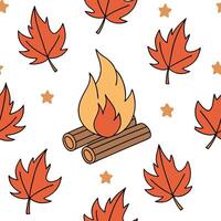 Cozy bonfire and fall leaves seamless tile pattern with warm autumn tones concept as Warm bonfire flames and fall leaves create a cozy autumn seamless tile pattern perfect for fall Dynamic vector