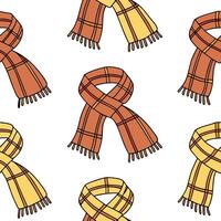 Cozy autumn scarves seamless tile pattern with warm colors and plaid designs concept as Warm colors and plaid patterns create cozy autumn scarves in a seamless tile pattern for fal Dynamic vector