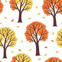 Cozy autumn trees seamless tile pattern with falling leaves and warm hues for inviting spaces concept as Falling leaves and warm autumn hues arranged seamlessly to create cozy and Dynamic Set 2 vector