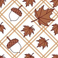 Cozy autumn plaid and leaves seamless tile pattern with warm colors and classic designs concept as Warm plaid patterns combined with autumn leaves create a cozy seamless tile patte Dynamic vector