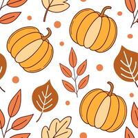 Cozy autumn harvest seamless tile pattern with pumpkins apples and colorful leaves concept as Pumpkins apples and colorful leaves in warm tones create a warm autumn harvest seamles Dynamic vector