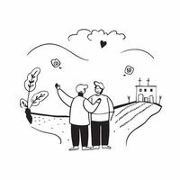 Couples reuniting at a vineyard concept as Couples reuniting blended with a vineyard scene symbolizing the romance and joy of reuniting at a picturesque location Ideal for romanti Dynamic vector