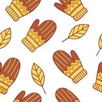 Cozy autumn knit gloves seamless tile pattern with warm colors and textured details concept as Warm colored knitted gloves with textured details create a cozy autumn knit gloves se Dynamic vector