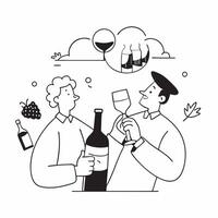 Couple enjoying a vineyard tour and wine tasting concept as A couple enjoys a romantic vineyard tour and wine tasting experiencing the flavors and beauty of wine country Ideal for Dynamic vector