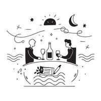 Couple enjoying a romantic dinner on the beach concept as A couple enjoys a romantic dinner on the beach surrounded by candlelight and the sound of waves Perfect for romantic and Dynamic vector