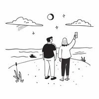 Couple enjoying a cool evening stroll along the beach concept as High resolution image of a couple enjoying a cool evening stroll along the beach to escape the heat capturing roman Dynamic vector