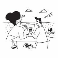 Couple enjoying a cool drink at a beachside cafe concept as High resolution image of a couple enjoying a cool drink at a beachside cafe to escape the heat capturing relaxation leis Dynamic vector