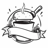 Cooking pot and ladle symbol with space for text on a blue background concept as A sleek cooking pot and ladle symbol with ample space for text on a blue background suitable for il Dynamic vector