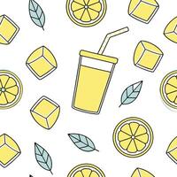 Cool lemonade and ice cubes seamless tile pattern with refreshing yellow hues for a hot summer day concept as Lemonade with ice cubes and refreshing yellow hues creates a seamless Dynamic vector
