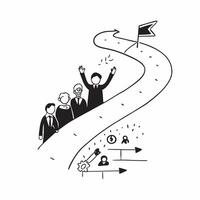 Company leadership with a roadmap concept as Company leadership profile combined with a roadmap symbolizing strategic direction and future planning during a company open house Ide Dynamic vector