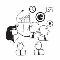 Company executives with strategic goals concept as Company executives profile combined with strategic goals representing vision and future planning during a company open house Ide Dynamic vector