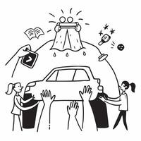 Community organizing a festive car wash for fundraising concept as High resolution image of a community organizing a festive car wash to raise funds during a crisis capturing colla Dynamic Set 2 vector