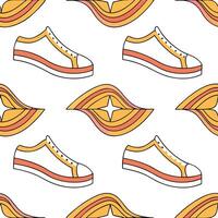Combine retro wave designs tile layout vintage banners dynamic seamless pattern on white background concept as Eclectic mosaic arrangement merges mid century style commercial use Dynamic Set 2 vector