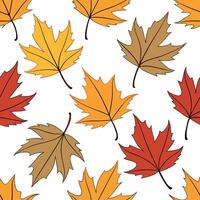 Colorful fall leaves seamless tile pattern with a mix of red orange yellow and brown concept as A mix of red orange yellow and brown fall leaves create a colorful seamless tile pat Dynamic vector
