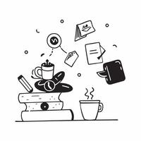 Coffee and work life balance concept as High resolution image of coffee and work life balance with a glossy backdrop capturing the role of coffee in maintaining productivity and re Dynamic vector