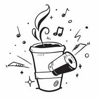 Coffee and music concept as High resolution image of coffee and music with a glossy backdrop capturing the harmonious and relaxing combination of enjoying coffee with live music i Dynamic vector