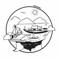 Coastal fishing village concept as High resolution image of a coastal fishing village with a glossy backdrop highlighting the traditional and sustainable lifestyle of fishing commu Dynamic vector