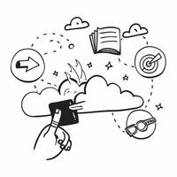 Cloud service illustration with copy space for business reports concept as A visually appealing cloud service illustration with copy space designed to enhance business reports and Dynamic Set 3 vector