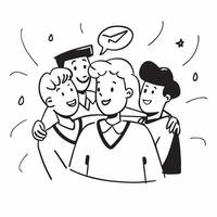 Classmates reuniting at a school reunion concept as Classmates reuniting blended with a school reunion scene symbolizing the nostalgia and joy of reuniting with old classmates Ide Dynamic vector