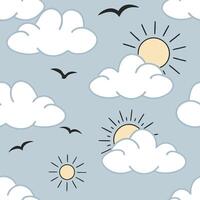 Clear blue sky seamless tile pattern with soft clouds and bright sunlight symbolizing a new day in spring concept as Clear blue skies with soft clouds and bright sunlight create a Dynamic vector