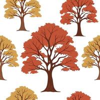 Classic autumn trees seamless tile pattern with maple and pine trees for timeless fall decor concept as Maple and pine trees arranged seamlessly in classic autumn colors for timele Dynamic vector