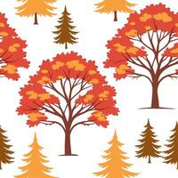 Classic autumn trees seamless tile pattern with maple and pine trees for timeless fall decor concept as Maple and pine trees arranged seamlessly in classic autumn colors for timele Dynamic Set 2 vector