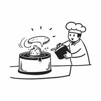 Chef preparing street food concept as High resolution image of a street food chef preparing a dish with a glossy backdrop showcasing the skill and artistry involved in street food Dynamic vector