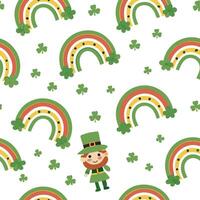 Charming leprechauns and rainbows seamless tile pattern with festive green tones concept as Festive green tones highlight charming leprechauns amidst rainbows in seamless tile patt Dynamic vector