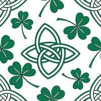 Charming shamrocks and Celtic knots seamless tile pattern with rich green accents concept as Rich green accents highlight charming shamrocks intertwined with Celtic knots in seamle Dynamic vector