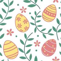Charming Easter eggs and floral vines seamless tile pattern with festive spring colors concept as Festive spring colors adorn charming Easter eggs intertwined with floral vines in Dynamic vector