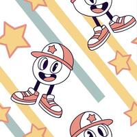 Cartoon style retro seamless tile pattern featuring playful characters and bold vintage colors concept as Playful cartoon inspired characters and bold vintage colors create seamles Dynamic vector