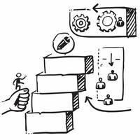 Career coach with stairway concept as A career coachs profile combined with a stairway representing management coaching and career progression Perfect for career and business ads Dynamic vector