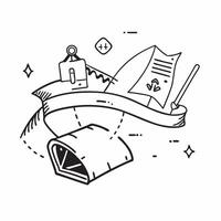 Camping gear and map symbol with copy space for website banners concept as A sleek camping gear and map symbol with generous copy space suitable for creating eye catching website b Dynamic vector
