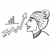 Businesswomans profile with a rising graph concept as A businesswomans profile blended with a rising graph symbolizing hope and growth in the business world Ideal for corporate an Dynamic vector