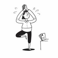 Businesswoman practicing yoga during a break concept as High resolution image of a businesswoman practicing yoga during a break emphasizing the importance of physical activity and Dynamic Set 2 vector