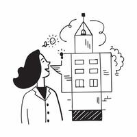 Businesswoman with a building blueprint concept as A businesswomans profile merged with a building blueprint symbolizing planning and innovation for a company open house Ideal for Dynamic vector