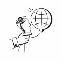 Businessmans profile with a globe concept as A businessmans profile merged with a globe symbolizing hope and global opportunities Perfect for corporate and business ads in Photo Dynamic vector