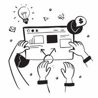 Business team collaborating on an e commerce strategy concept as A illustration of a business team collaborating on an e commerce strategy using laptops and digital tools wi Dynamic vector